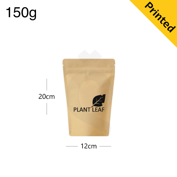 150g Kraft Stand Up Ziplock Bag 250/ctn