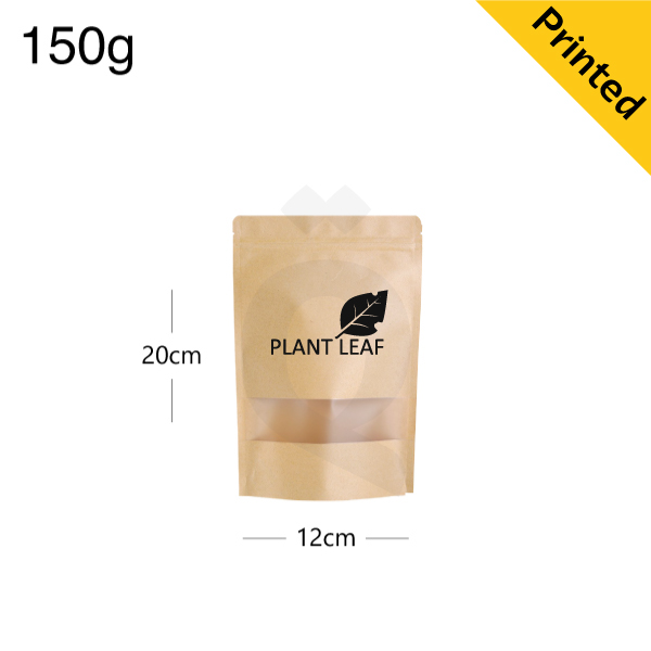 150g Kraft Stand Up Ziplock Window Bag 400/ctn