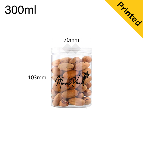 300ml/70mm PET Plastic Jar Clear PP Cap 100/ctn
