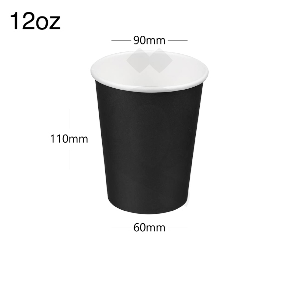 [001013] 12oz Single Wall Black - White Paper Cup 1000/ctn