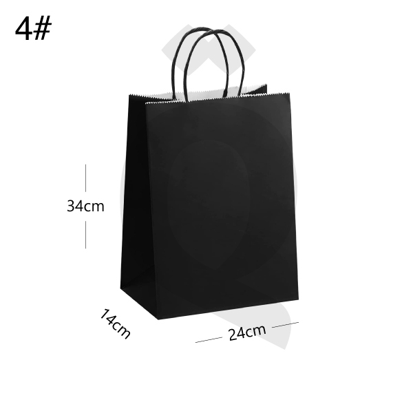 [003023] #4 Black - White Paper Twisted Handle Bag Size 24x14x34cm 200/ctn