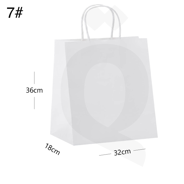 كيس #7 ورق ابيض بيد ملفوفه مقاس 32*18*36 سم 200 حبة