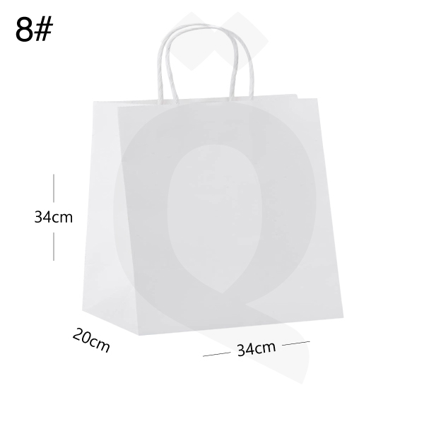 [003028] #8 White Paper Bag Twisted Handle Size 34x34x20cm