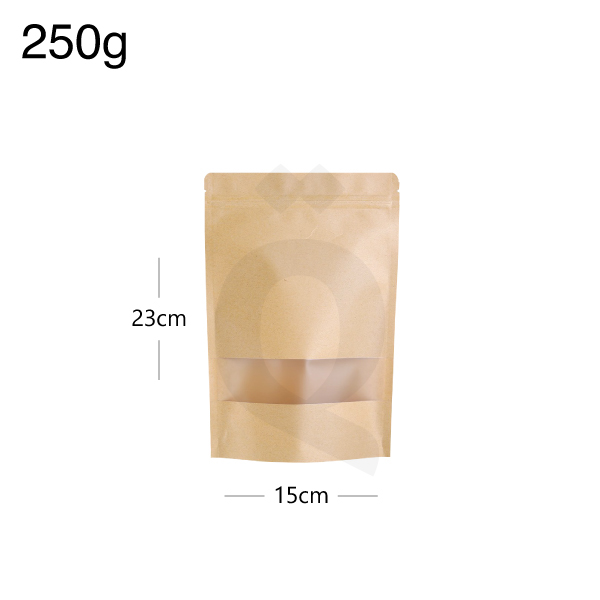 [003039] 250g Kraft Stand Up Ziplock & Window Bag 250/ctn