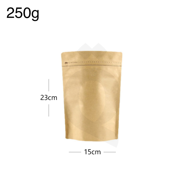 [003043] 250g Kraft Stand Up Ziplock & Valve Bag 250/ctn