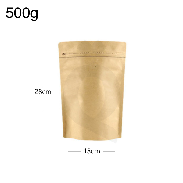 [003045] 500g Kraft Stand Up Ziplock Valve Bag 250/ctn