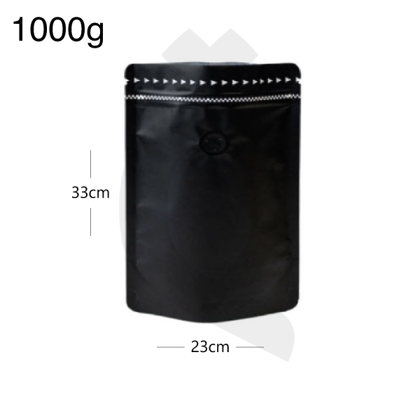 1000g Black Stand Up Ziplock Valve Bag 250/ctn