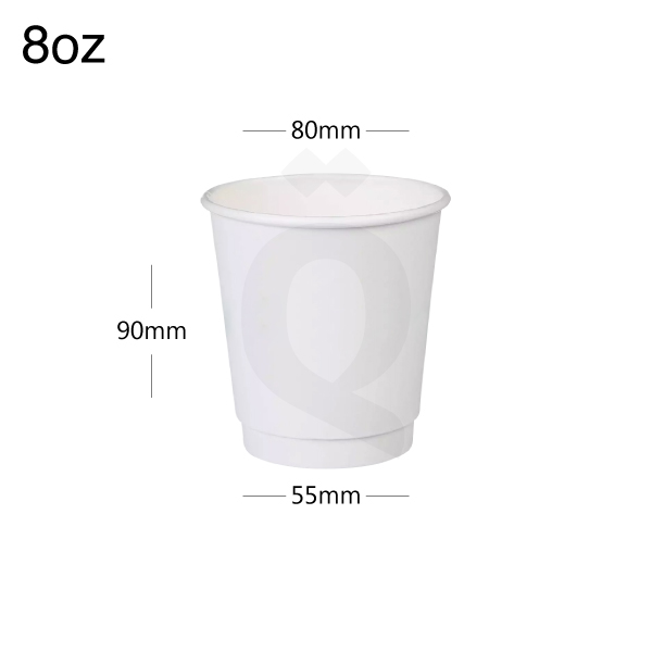 [001016] 8oz Double Wall White Paper Cup 500/ctn