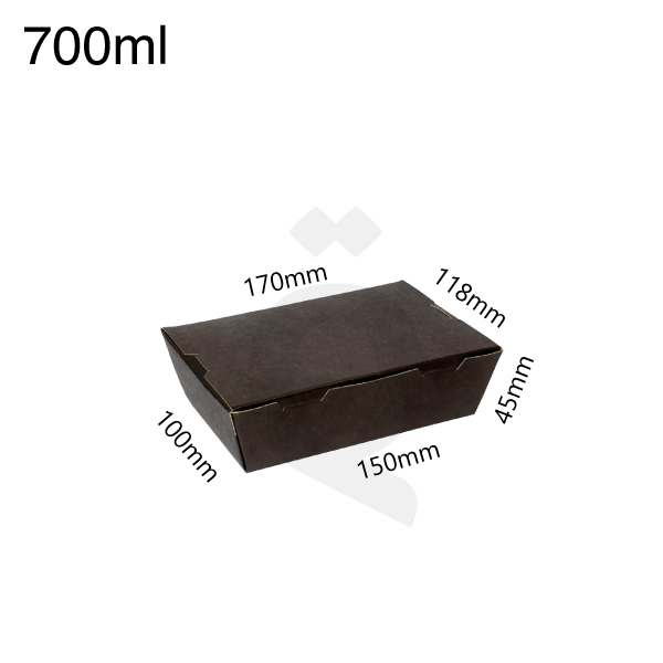 [004005] Black - 700ml Kraft Paper Lunch Box 200/ctn