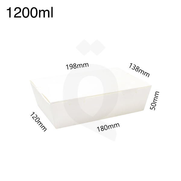 [004007] 1200ml A White Paper Lunch Box 200/ctn