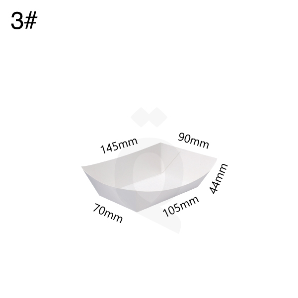 [004033] #3 White Paper Food Tray Size 10.5x7x4cm 500/ctn