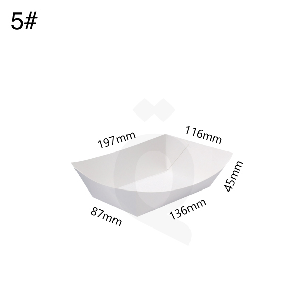 طبق #5 ورق ابيض مقاس 13.5*8.5*5 سم 500حبة