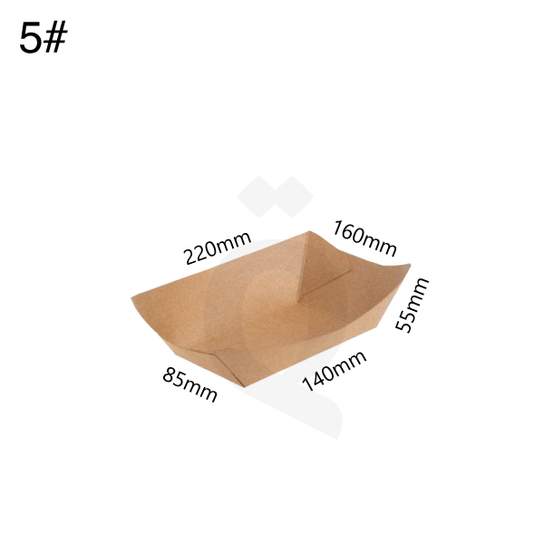 [004038] #5 Kraft Paper Food Tray Size 13.5x8.5x5cm 500/ctn