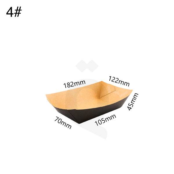 [004041] #4 Black - Kraft Paper Food Tray Size 10.5x7x4.5cm 500/ctn
