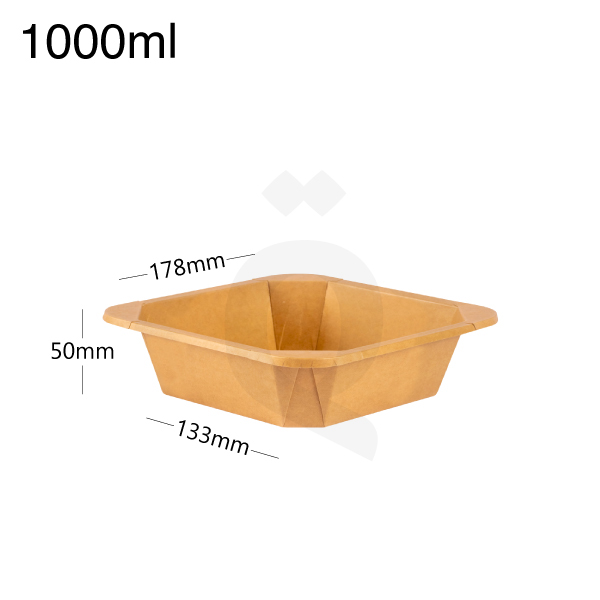 1000ml Kraft Paper Square Bowl 300/ctn