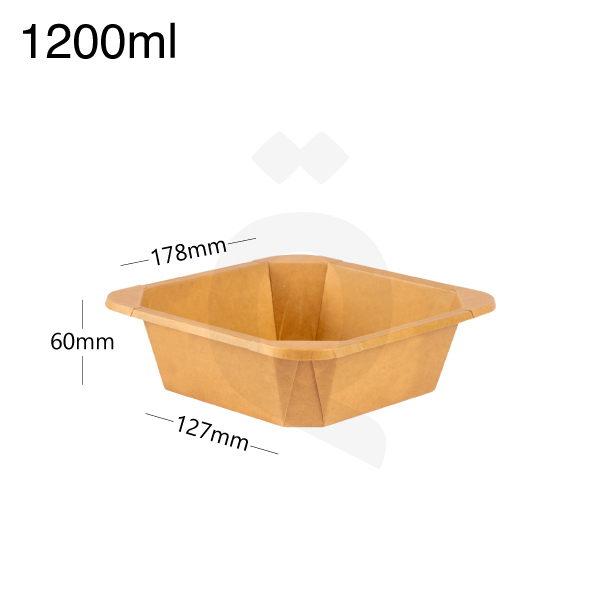 [004053] 1200ml Kraft Paper Square Bowl 300/ctn