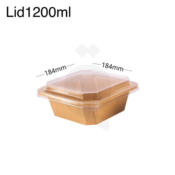 [004054] 184mm PET Plastic Square Bowl Lid 300/ctn