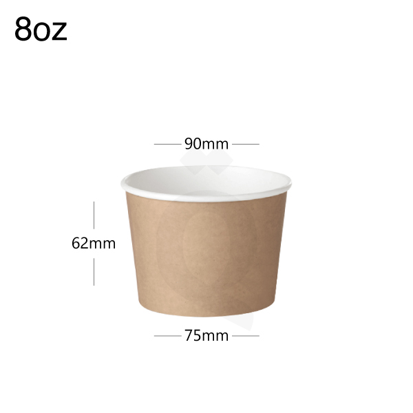 [005017] 8oz Brown - White Paper Soup Cup 500/ctn