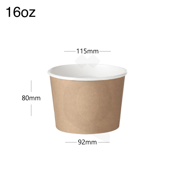 16oz Brown - White Paper Soup Cup 500/ctn