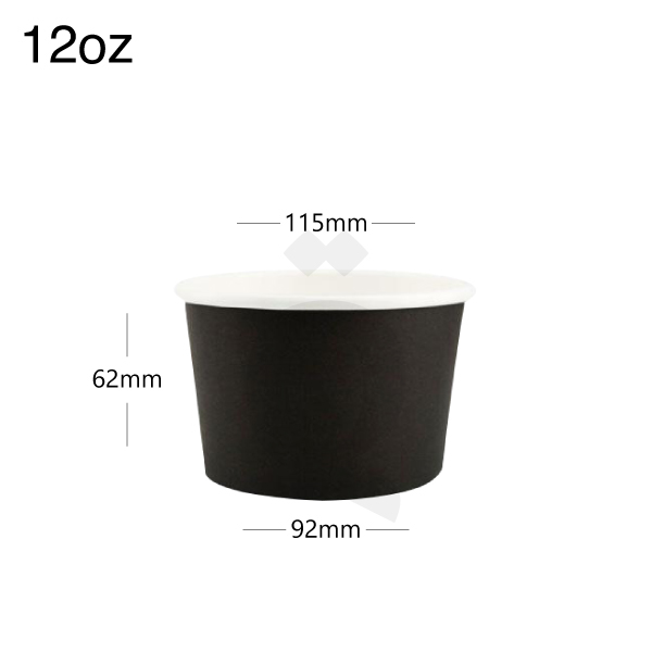 12oz Black - White Paper Soup Cup 500/ctn