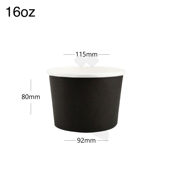 [005022] 16oz Black - White Paper Soup Cup 500/ctn