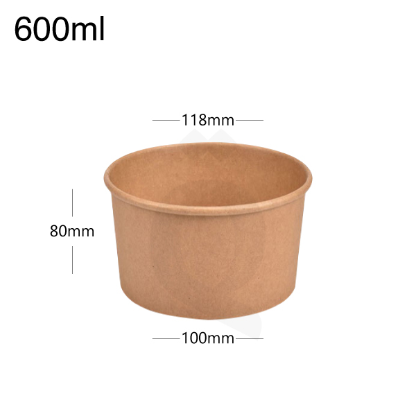 [005025] 600ml Kraft Paper Soup Cup 500/ctn