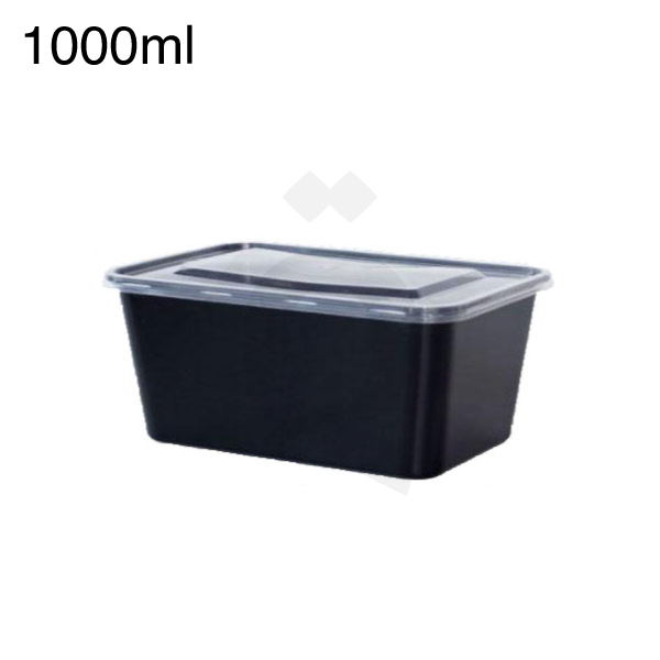 [006004] 1000ml PP Plastic Black Box with Clear Lid 200/ctn