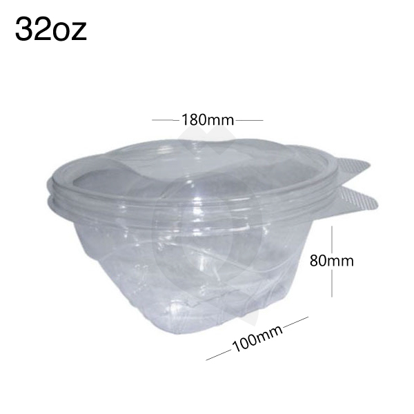 [006010] 32oz Pet plastic Salad bowl Clear With Lid 315/ctn