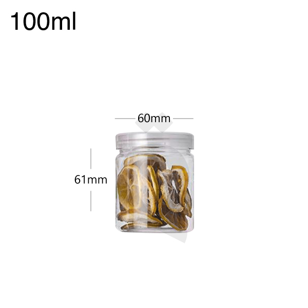 [007001] 100ml/60mm PET Plastic Jar Clear Cap Clear 100/ctn