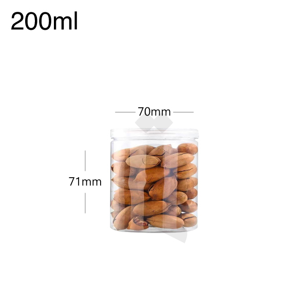 [007008] 200ml/70mm PET Plastic Jar Clear PP Cap 100/ctn