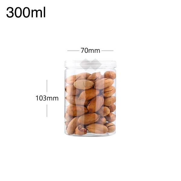 [007015] 300ml/70mm PET Plastic Jar Clear PP Cap 100/ctn