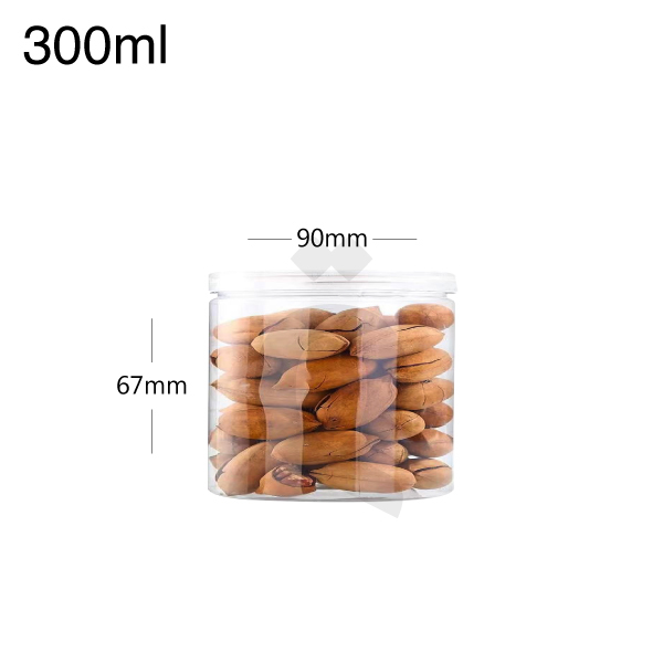 [007018] 300ml/90mm PET Plastic Jar Clear Cap 100/ctn