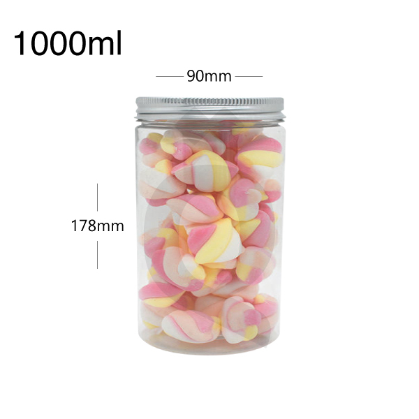 [007032] 1000ml/90mm PET Plastic Jar Alu Cap 50/ctn