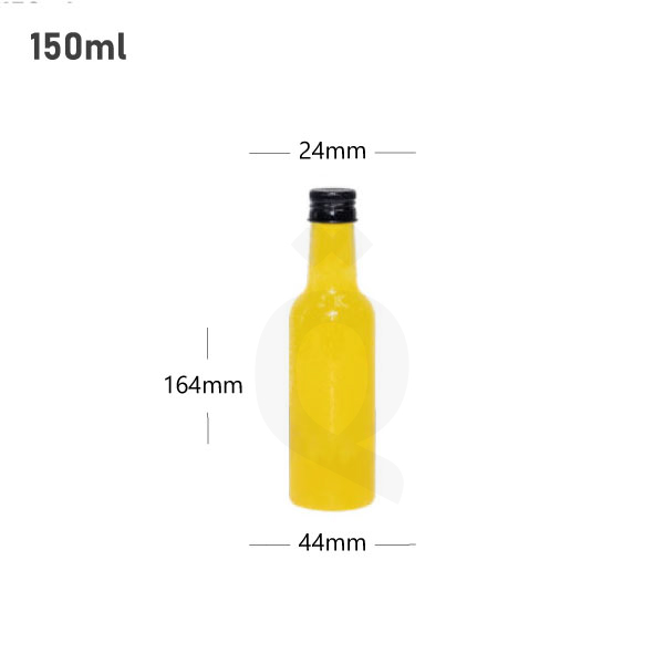 [007035] 150ml PET Plastic Bottle with Black Alu Cap 200/ctn