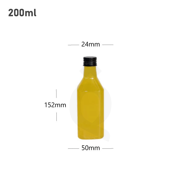 [007037] 200ml PET Plastic Bottle with Black Alu Cap 200/ctn