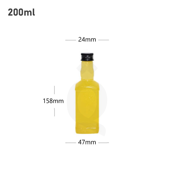 [007039] 200ml PET Plastic Bottle with Black Alu Cap 200/ctn