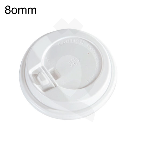 [001038] 80mm PS Plastic White Lid With Cap 1000/ctn