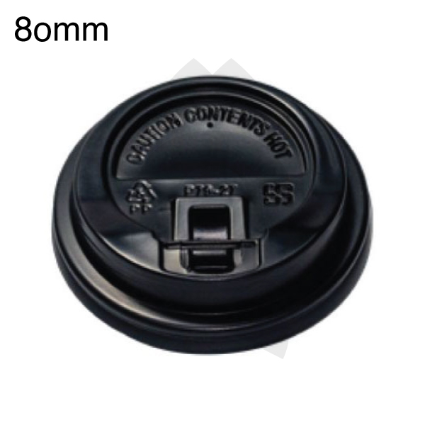 [001041] 80mm PS Plastic Black Flat Lid With Cap 1000/ctn