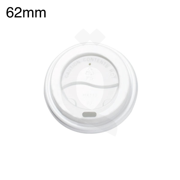 [001029] 62mm PS Plastic White No Cap Lid 500/ctn