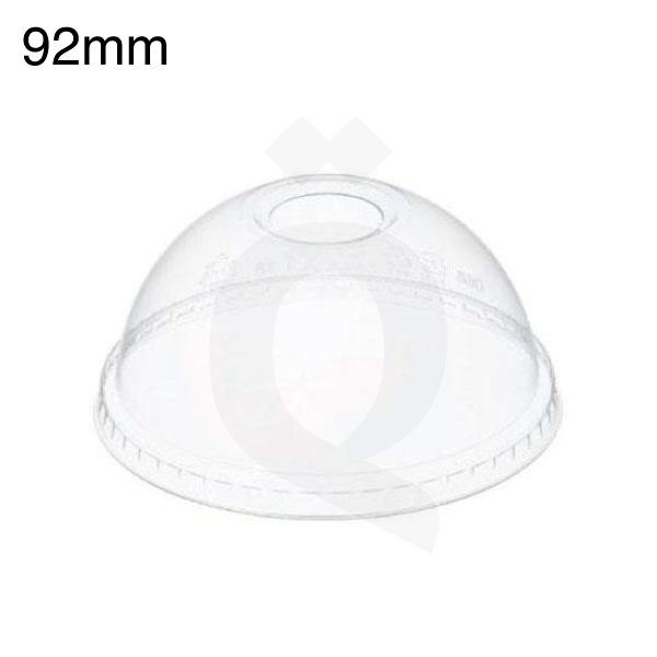 [002019] 92mm PET Plastic Dome Lid O Hole 1000/ctn