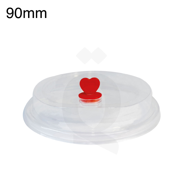 [002024] 90mm PP Plastic Clear Lid With Red Heart 1000/ctn