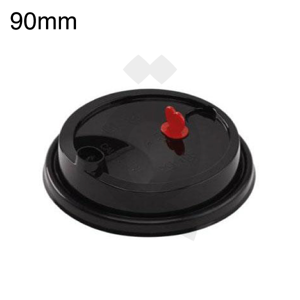 [002030] 90mm PP Plastic Black Lid With Red Heart 500/ctn