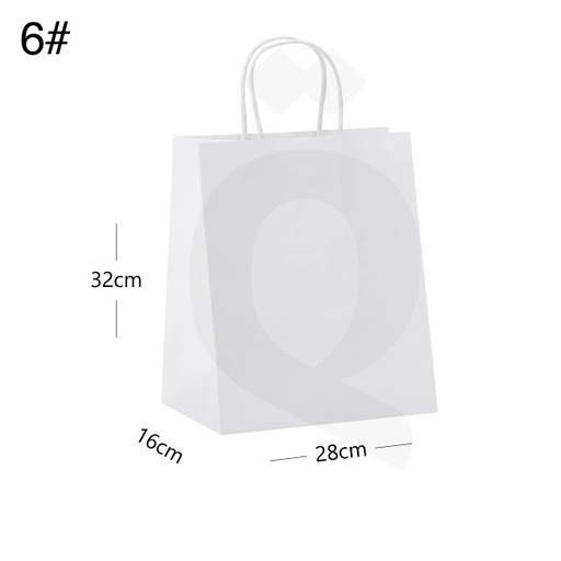 [003024] كيس #6 ورق ابيض بيد ملفوفه مقاس 28*16*32 سم 200 حبة