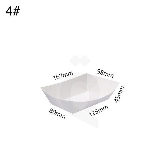 [004034] طبق #4 ورق ابيض للاطعمة 12.5*8*4.5 سم 500 حبة