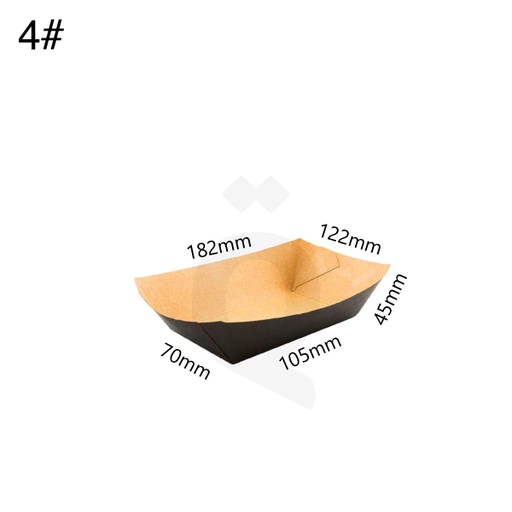 [004041] طبق #4 اسود ورق كرافت للاطعمة مقاس 10.5*7*4.5 سم 500 حبة