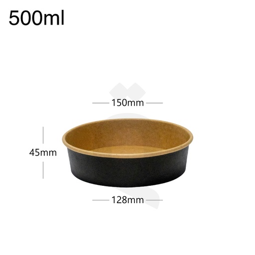 [005033] 500ml Black - Kraft Paper Salad Bowl 300/ctn