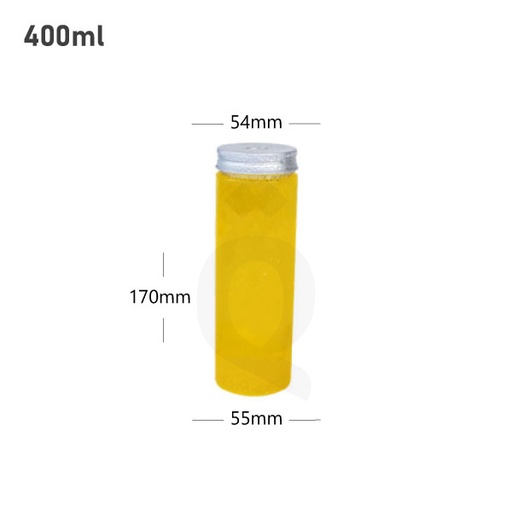 [007053] 400ml PET Plastic Bottle with O Hole Alu Cap 100/ctn